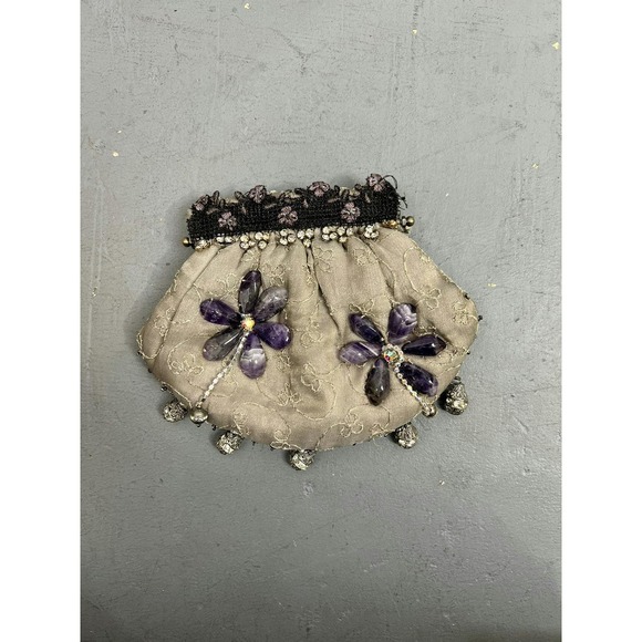 Mary Frances Tan Embroidered Beaded Clutch - Picture 1 of 5